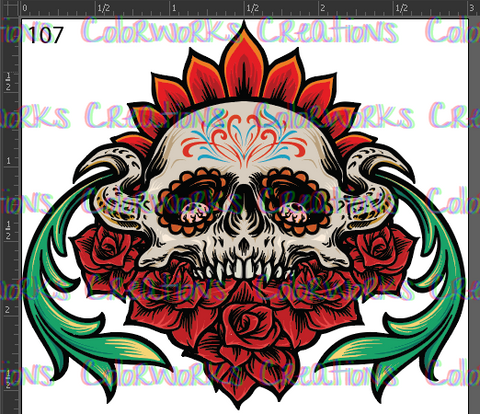 107 - Skull with Flowers