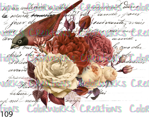 109 - Bird with Flowers and Text