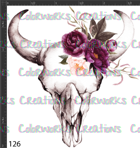 126 - Bull Skull with Flowers