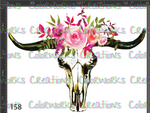 158 - Bull Skull with Flowers