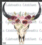 182 - Bull Skull with Flowers