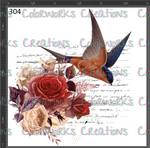 304 - Bird with Flowers and Text