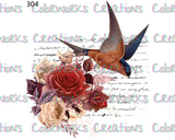 304 - Bird with Flowers and Text