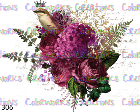 306 - Bird with Flowers and Text