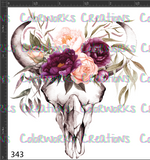 343 - Bull Skull with Flowers