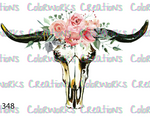 348 - Bull Skull with Flowers