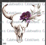 390 - Bull Skull with Flowers