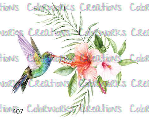 407 - Hummingbird with Flowers