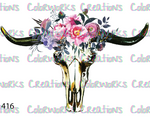 416 - Bull Skull with Flowers