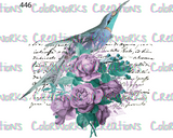 446 - Bird with Flowers and Text