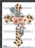 453 - Leopard Cross with Flowers