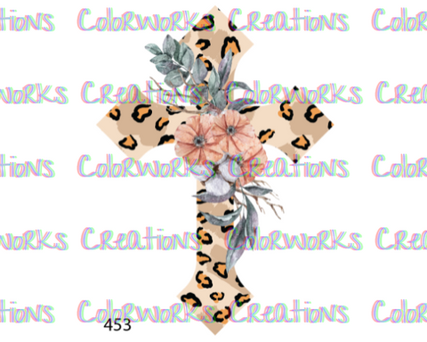 453 - Leopard Cross with Flowers