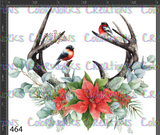 464 - Deer Antlers with Flowers and Birds