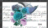 504 - Bird with Flowers and Text