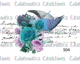 504 - Bird with Flowers and Text