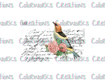 553 - Bird with Flowers and Text