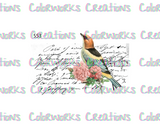 553 - Bird with Flowers and Text