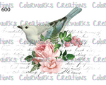 600 - Bird with Flowers and Text