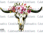 630 - Bull Skull with Flowers