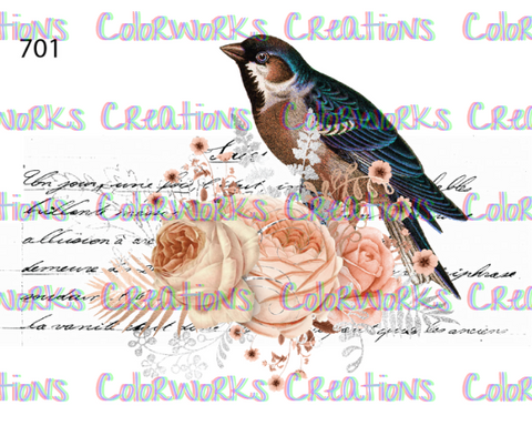 701 - Bird with Flowers and Text