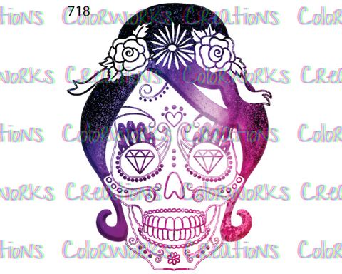 718 - Skull with Flowers