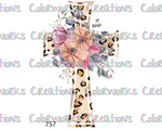 757 - Leopard Cross with Flowers