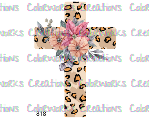 818 - Leopard Cross with Flowers