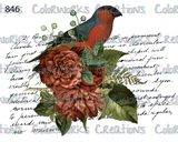 846 - Bird with Flowers and Text