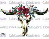 913 - Bull Skull with Flowers