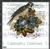 960 - Bird with Flowers and Sheet Music