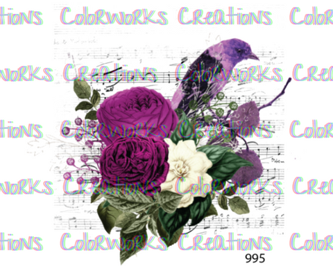 995 - Bird with Flowers and Sheet Music